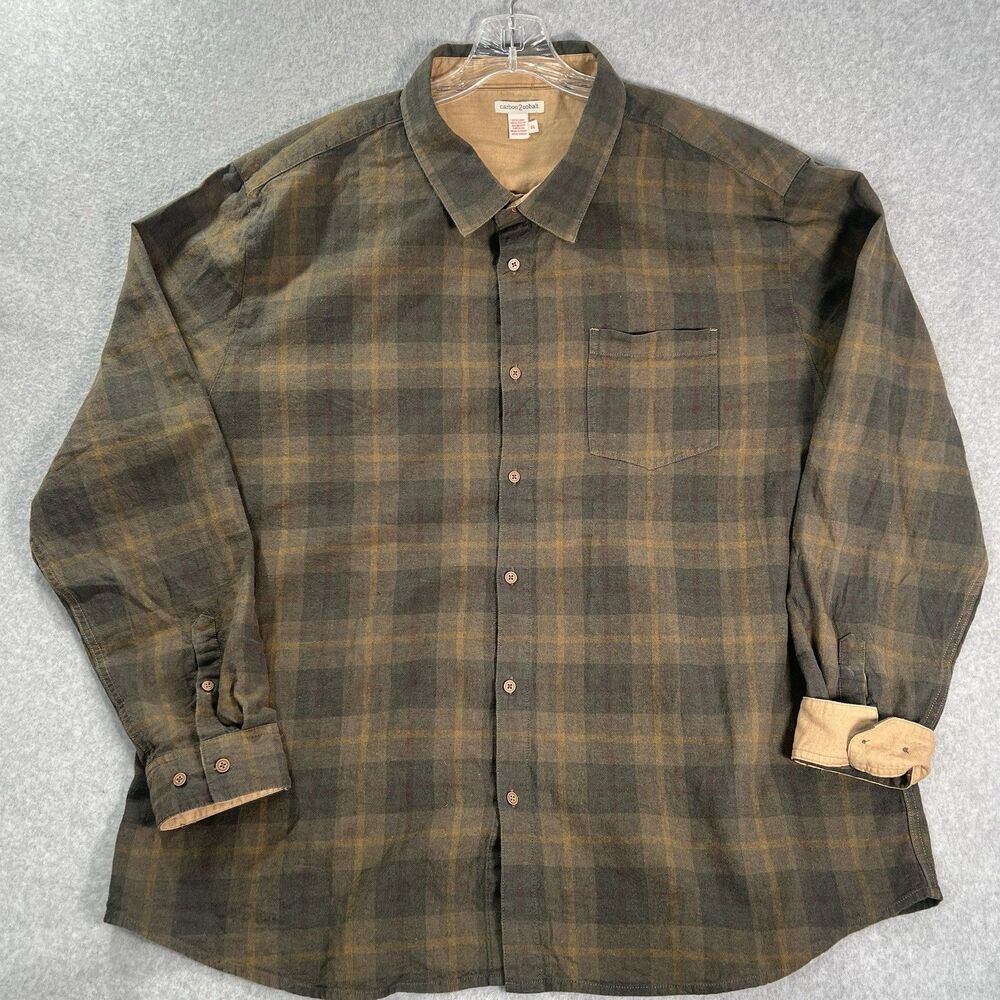 Carbon 2 Cobalt Mens XXL green Linen Long Sleeve Button Down Shirt